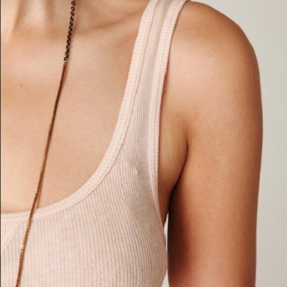 Free People Beach Women's XS Peach Ribbed Easy Hi Lo Slip Semi-Sheer Tank Dress - Picture 5 of 10